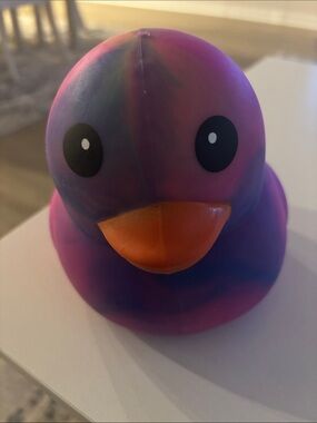 Squeezy  Purple Swirl Rubber Duck Toy with Orange Beak